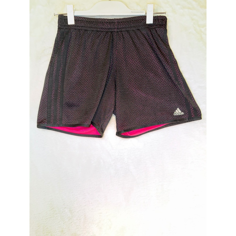 Adidas Women XS Black Pink Mesh Athletic Gym Shorts AJ2350 3-Stripe Running